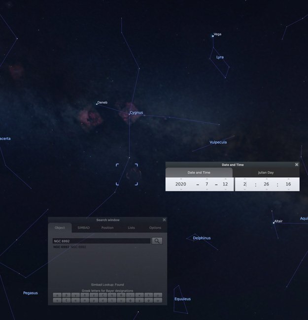 Stellarium Search - Date and Time Setting