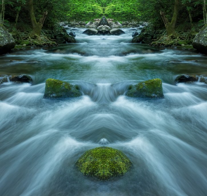 Rapids Along Tremont Road, Smoky Mountains - Mirror Image