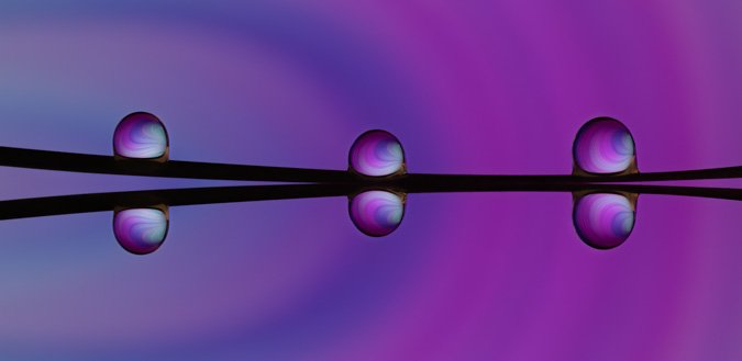 Pink and Blue Swirl Water Drop Refraction - Mirror Image